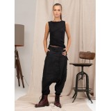 Black Asymmetric Fine Knit Blouse