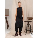 Black Asymmetric Fine Knit Blouse