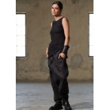 Black Asymmetric Fine Knit Blouse