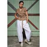 Women's Beige Linen Top