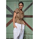 Women's Beige Linen Top