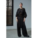 Women's Black Puff Sleeve Cotton Shirt