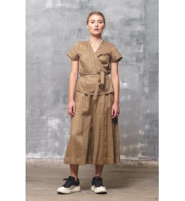 Women's Linen Belted Top