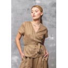 Women's Linen Belted Top
