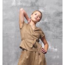 Women's Linen Belted Top