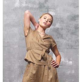Women's Linen Belted Top