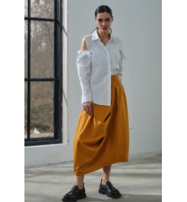 Women's Off-the-shoulder White Cotton Shirt