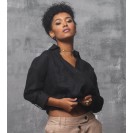 Women's black linen shirt