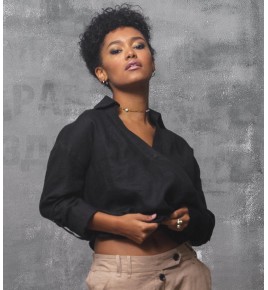 Women's black linen shirt