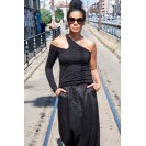 Women's one shoulder asymmetric black top