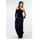 Women's one shoulder asymmetric black top