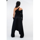 Women's one shoulder asymmetric black top