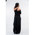 Women's one shoulder asymmetric black top